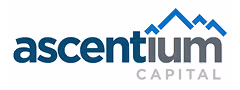 Logo for Ascentium Capital featuring the word "Ascentium" in blue with "Capital" in gray beneath.